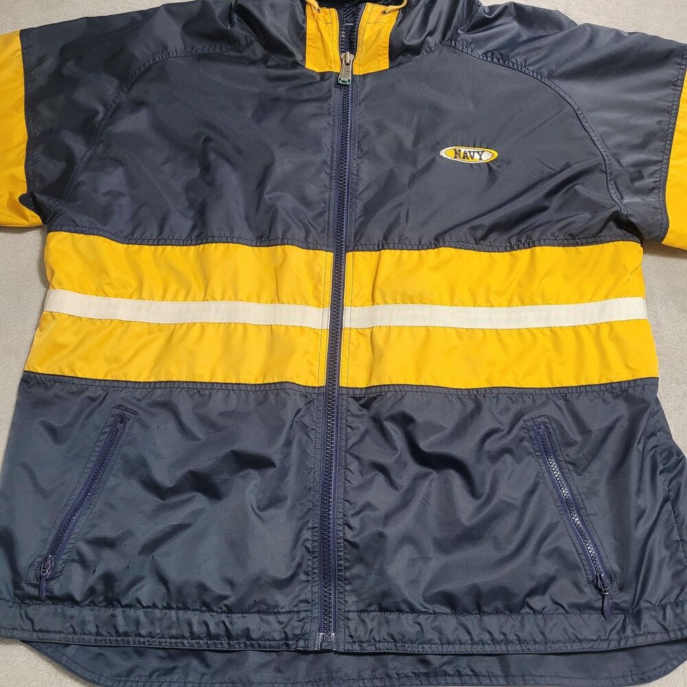 Gear For Sports Jacket Navy Football Mens XL Blue Yellow Hooded Full Zip Mesh - Picture 3 of 14